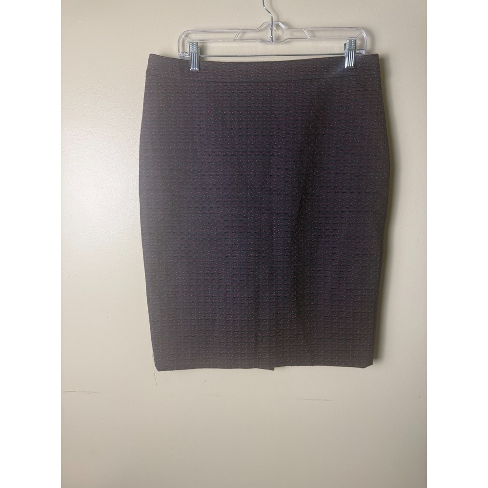 Ann Taylor Pleated Polka Dots Short Flocked Pencil Women 12 Multicolor Red Blue‎
